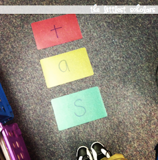 Jumping Sounds! Students jump on the letters as they stretch the sounds out.